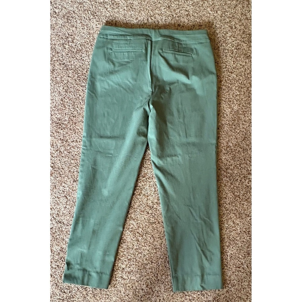 Chicos Women Ankle Pants Pull On Straight Size 2/12 Sage Green Button Hem Detail - Picture 6 of 14
